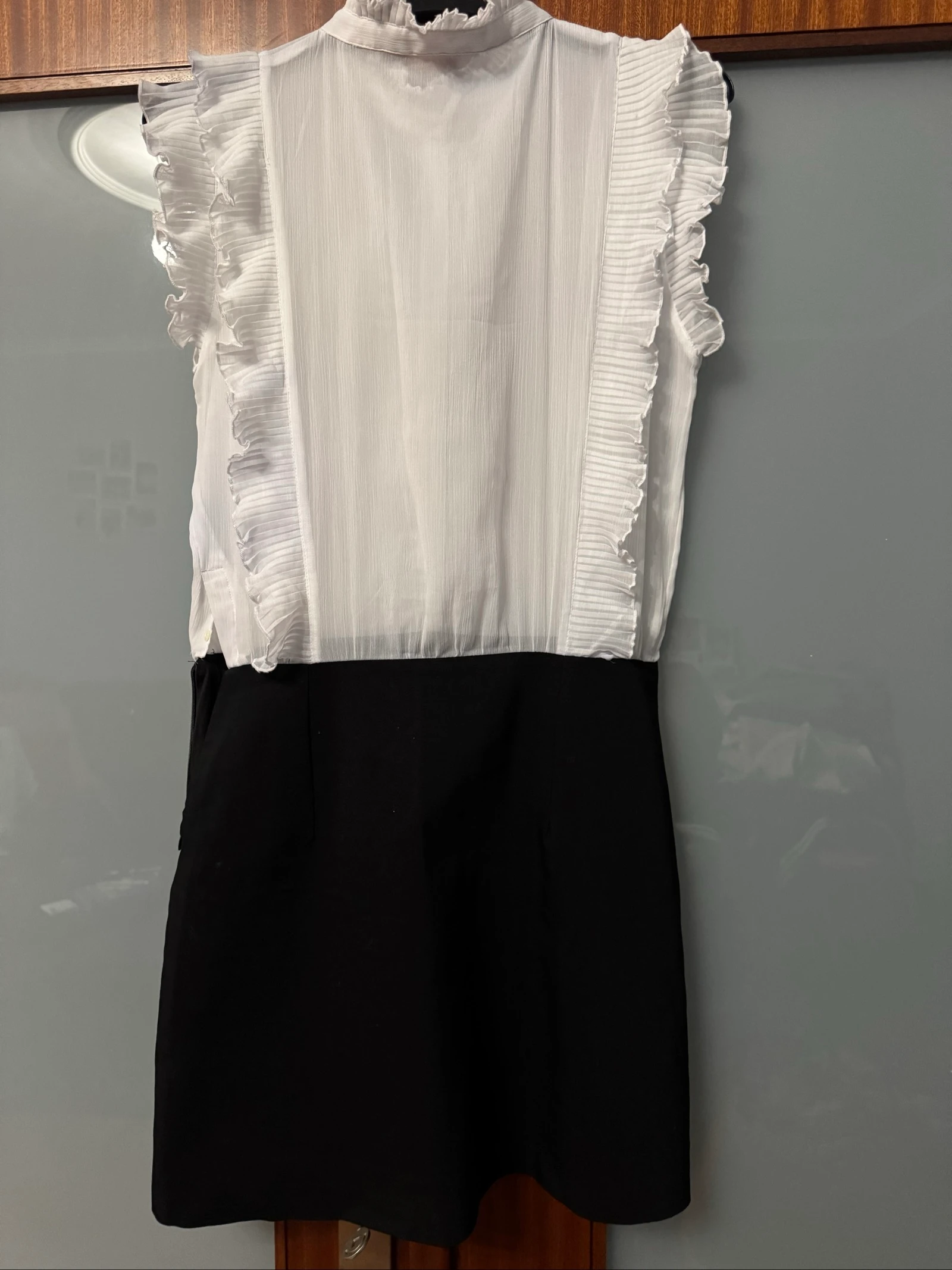 Vestido Formal Zara Trafaluc M | Negro y Blanco | Elegante | Volantes | Oficina & Eventos – photo 8